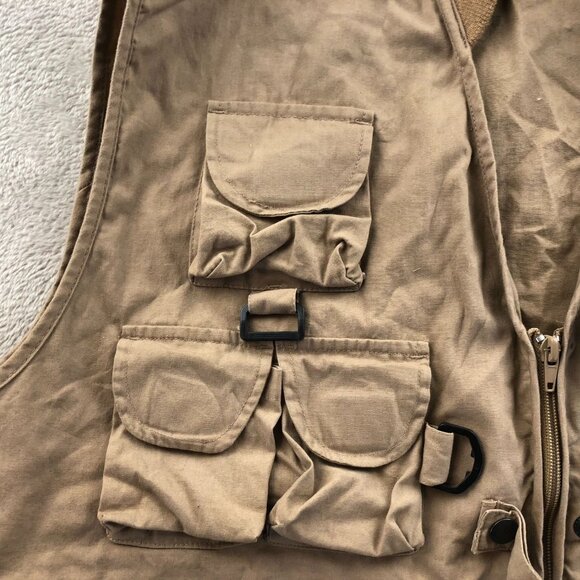 Pflueger Deluxe Mens Fly Fishing Vest Jacket XXL Tan Outdoors Full Zip Utility - Picture 8 of 11